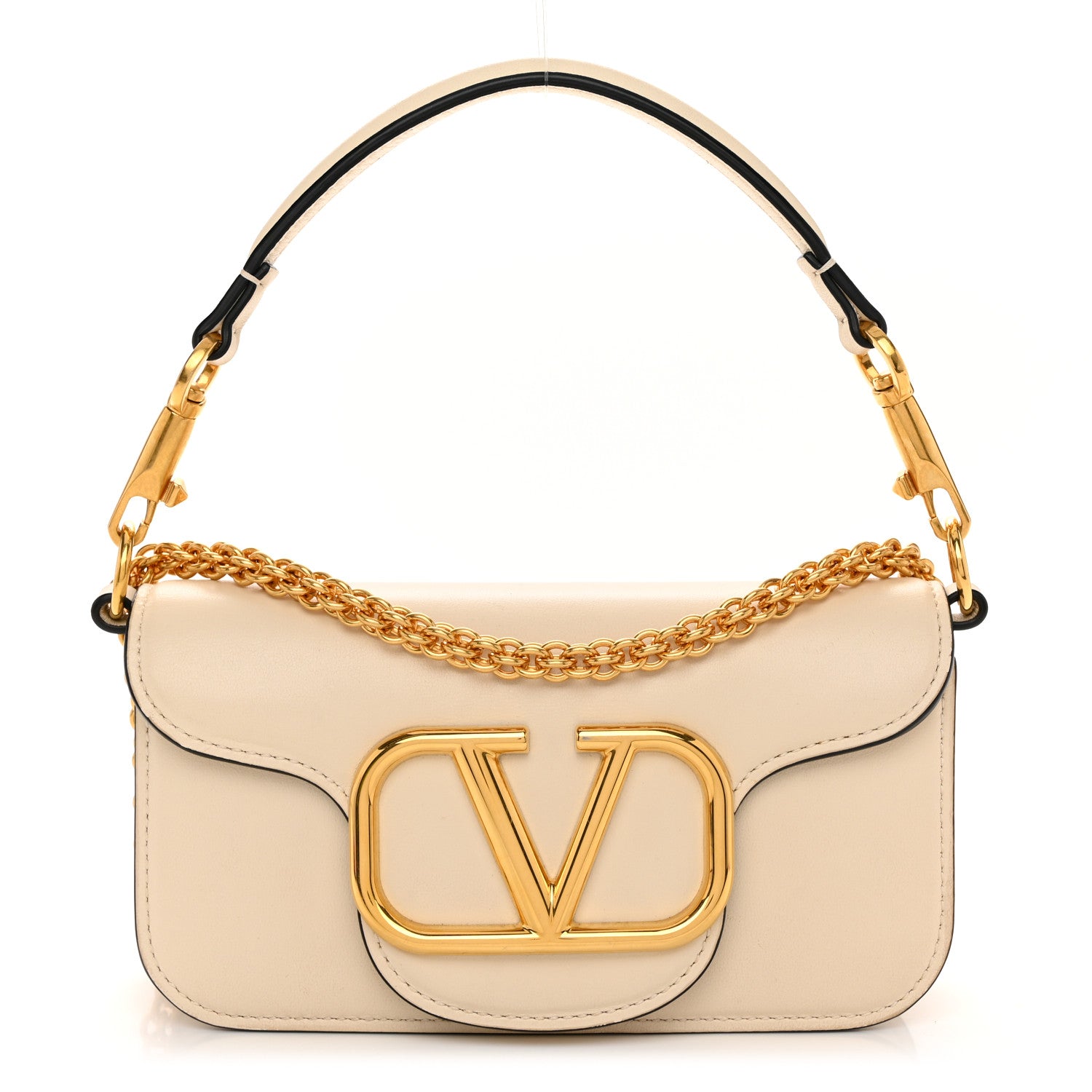 Valentino Garavani Calfskin Vlogo Small Loco Shoulder Bag Light Ivory 1 of 9