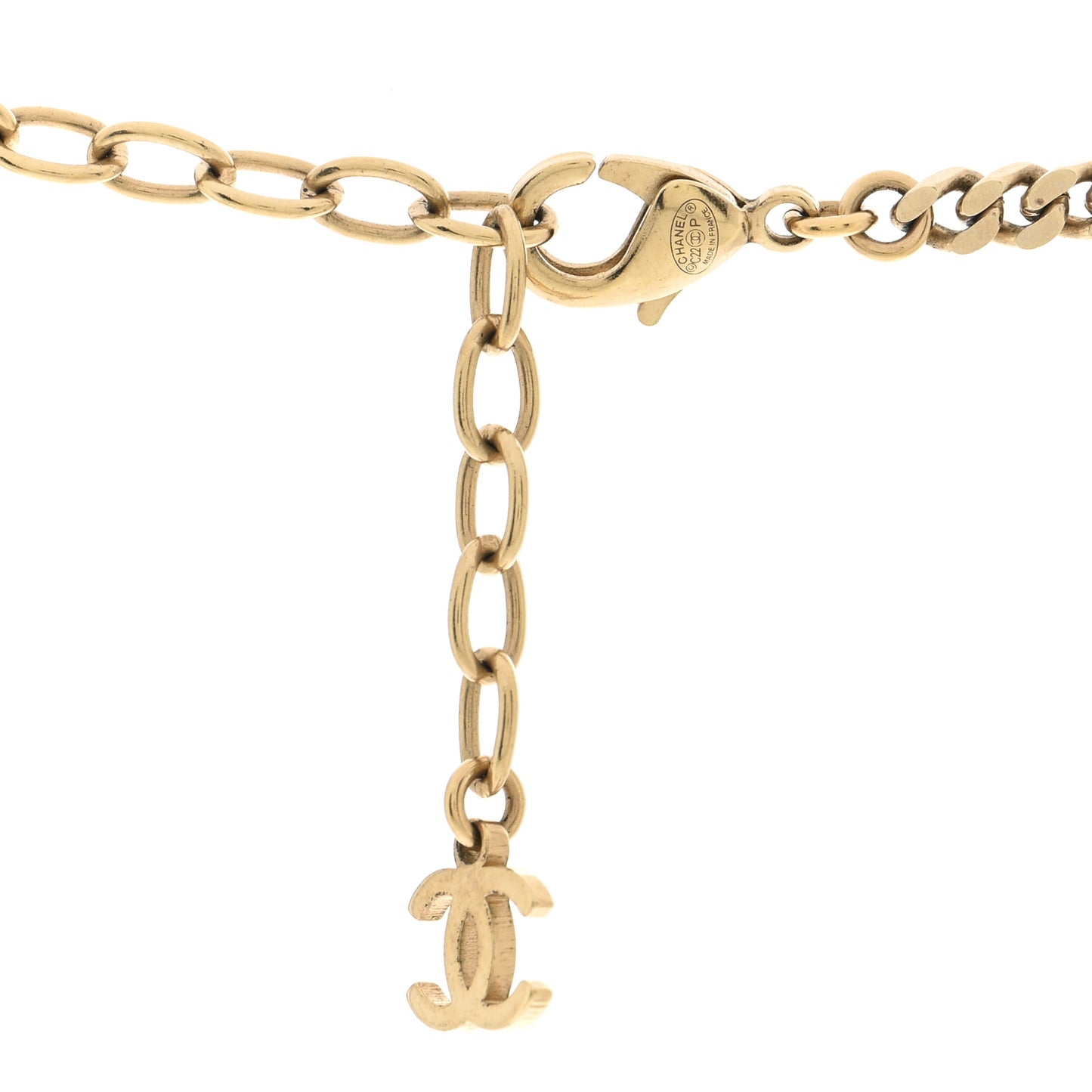 Metal Crystal CC Boy Pendant Long Necklace Gold