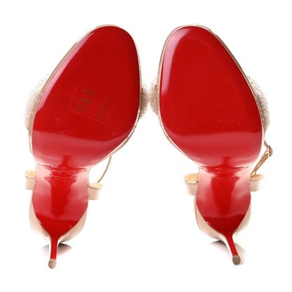 Christian Louboutin Patent Crystal Queen 120 Sandals 38.5 Nude 6 of 10