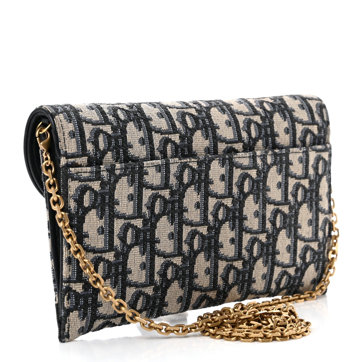 Oblique Saddle Chain Long Wallet Blue
