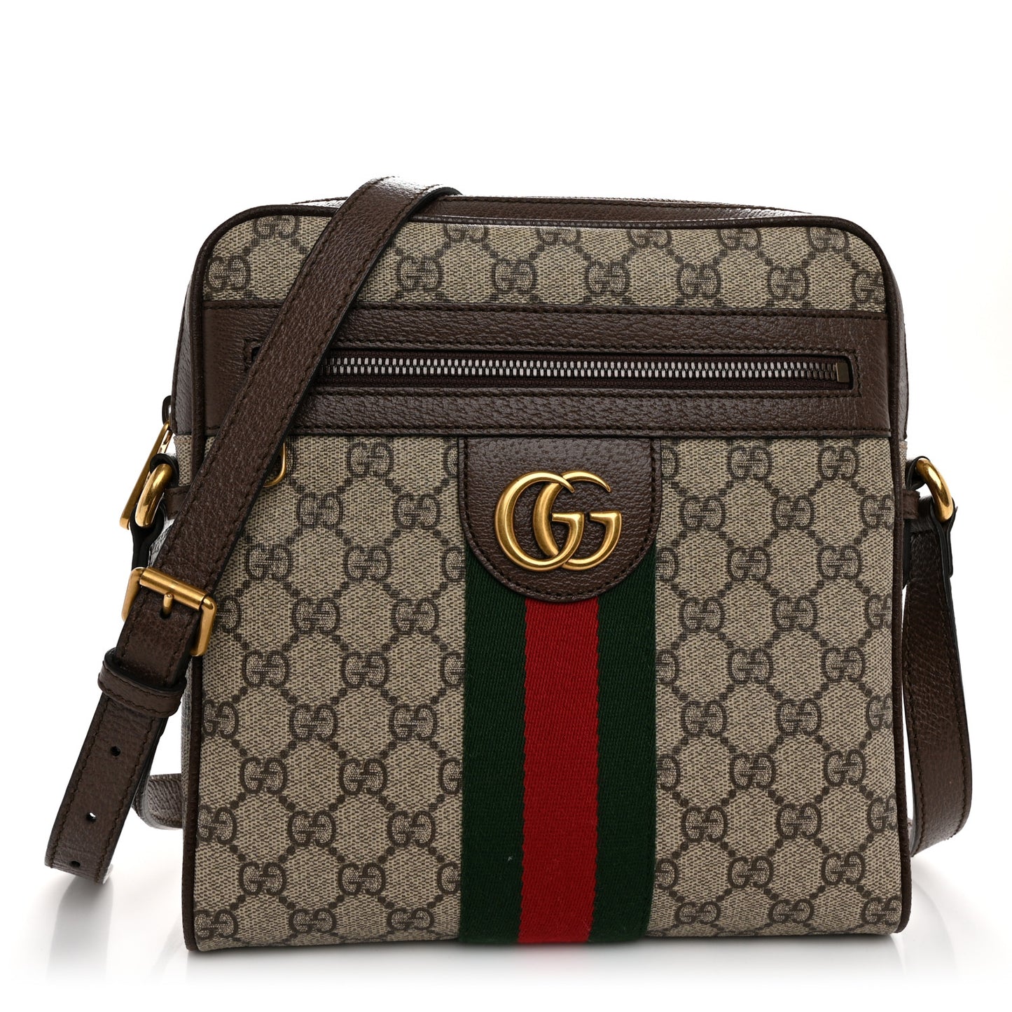GG Supreme Monogram Web Small Ophidia Messenger Bag Brown