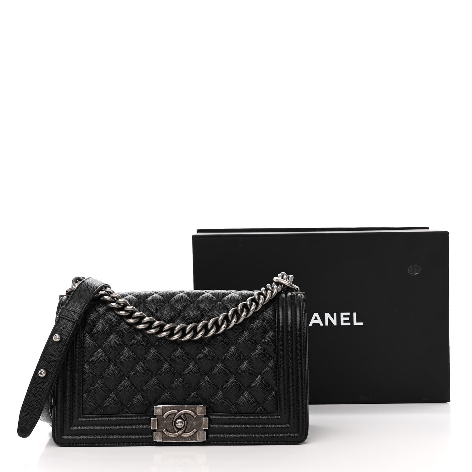 Chanel Caviar Quilted Medium Boy Flap Black 12 of 12