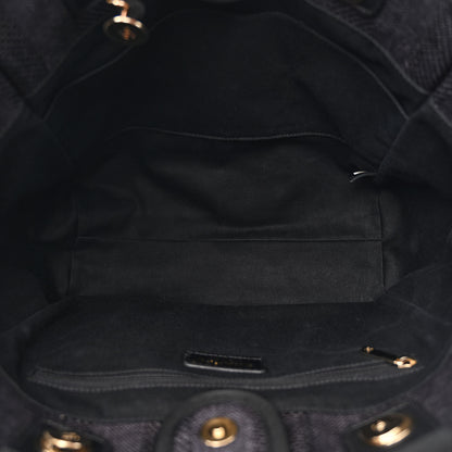 Chanel Mixed Fibers Striped Small Deauville Tote Black 5 of 10