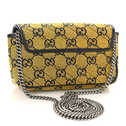 Gucci Monogram Multicolor Matelasse Diagonal Super Mini GG Marmont Shoulder Bag Yellow Blue 3 of 9
