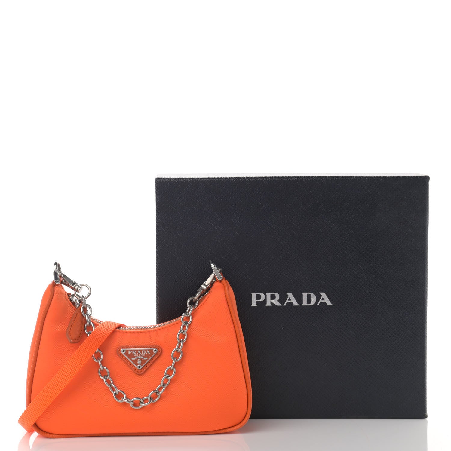 Prada Tessuto Nylon Saffiano Mini Re-Edition 2000 Shoulder Bag Arancio 11 of 11