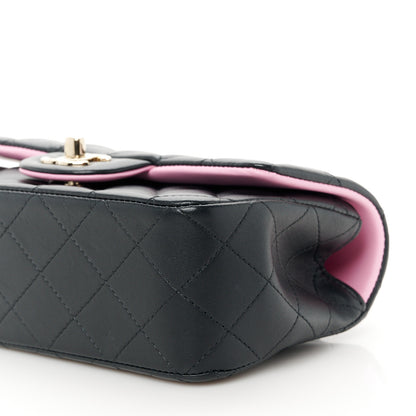 Chanel Lambskin Quilted Bi-Color Mini Top Handle Rectangular Flap Black Lilac 11 of 11