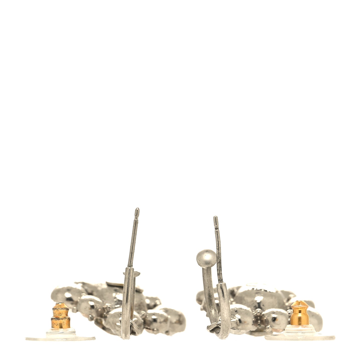 Crystal CC Flower Drop Earrings Silver