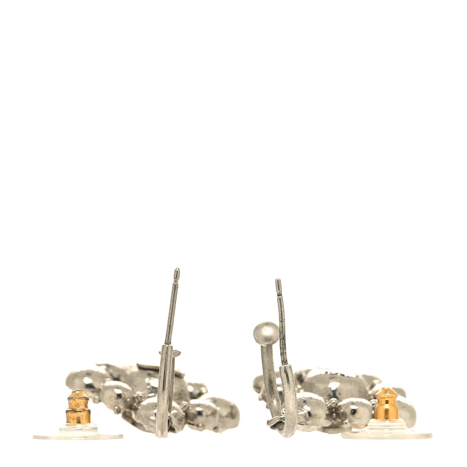 Chanel Crystal CC Flower Drop Earrings Silver 3 of 5