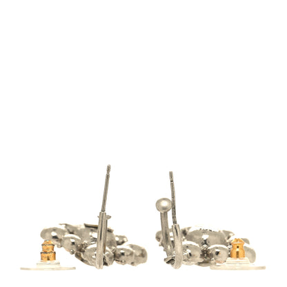 Chanel Crystal CC Flower Drop Earrings Silver 3 of 5