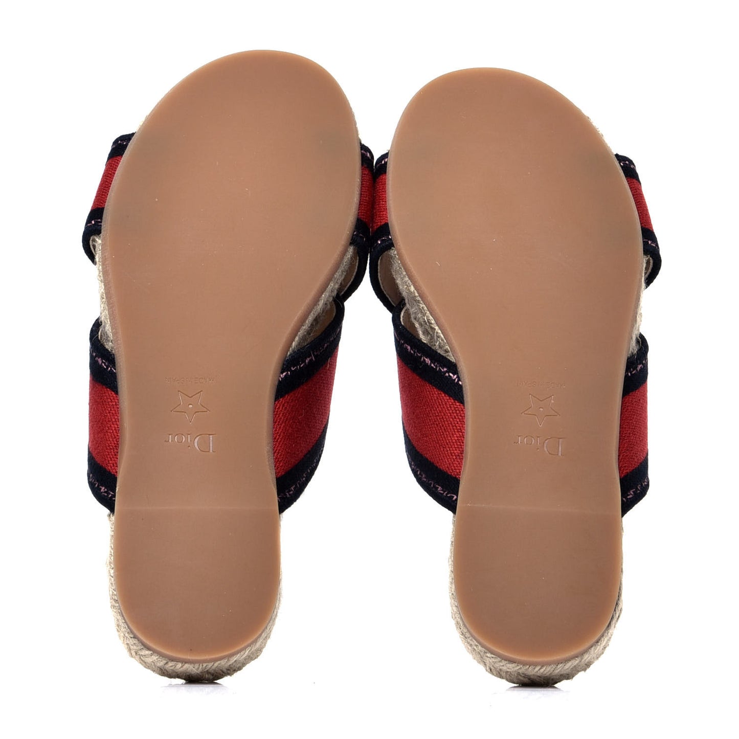 Canvas Embroidered Granville Espadrille Crisscross Flat Slide Sandals 37.5 Spicy Red