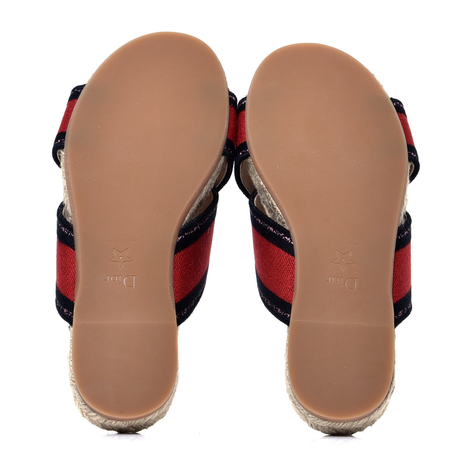 Christian Dior Canvas Embroidered Granville Espadrille Crisscross Flat Slide Sandals 37.5 Spicy Red 7 of 10