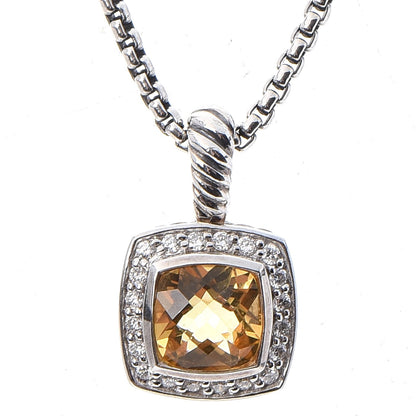 David Yurman Sterling Silver Diamond Citrine 7mm Petite Albion Pendant Necklace 3 of 7