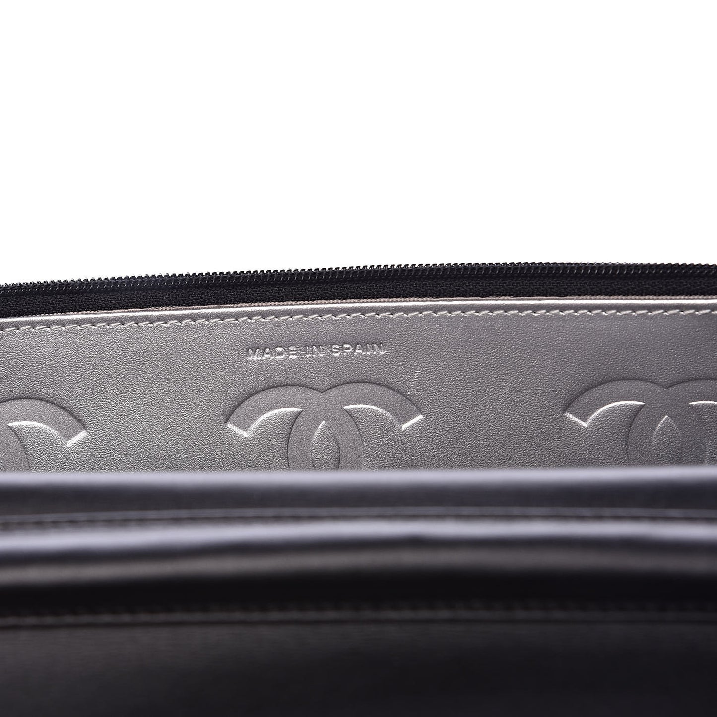 Calfskin Quilted Cambon Wallet On Chain WOC Black