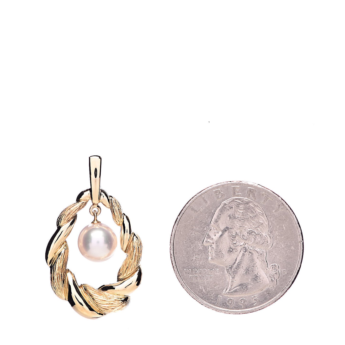 18K Yellow Gold Akoya Pearl 7mm Drop Pendant