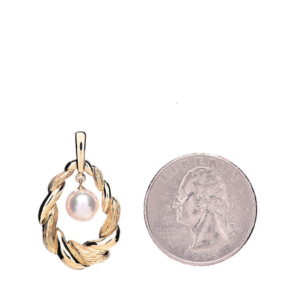 Mikimoto 18K Yellow Gold Akoya Pearl 7mm Drop Pendant 2 of 4