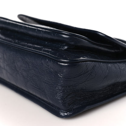 Saint Laurent Crinkled Calfskin Matelasse Monogram Baby Niki Chain Satchel Navy 9 of 10