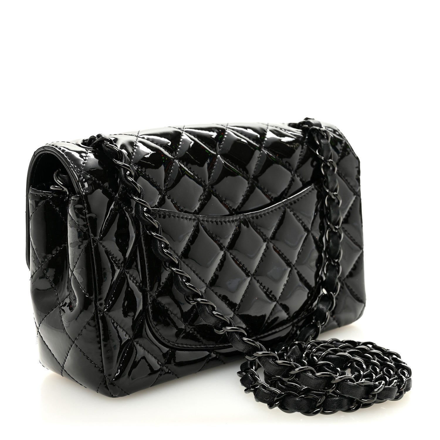 Chanel Patent Calfskin Quilted Mini Rectangular Flap So Black 3 of 10
