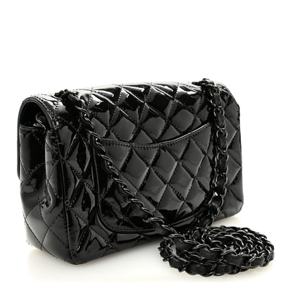 Chanel Patent Calfskin Quilted Mini Rectangular Flap So Black 3 of 10