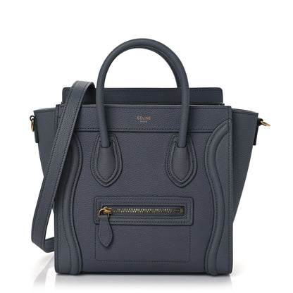 Celine Drummed Calfskin Nano Luggage Kohl 1 of 12
