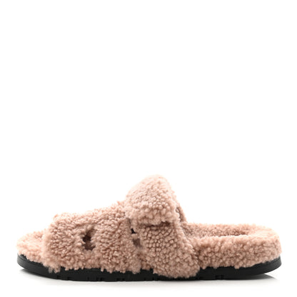 Hermes Woolskin Womens Chypre Sandals 38 Bois De Santal 1 of 8