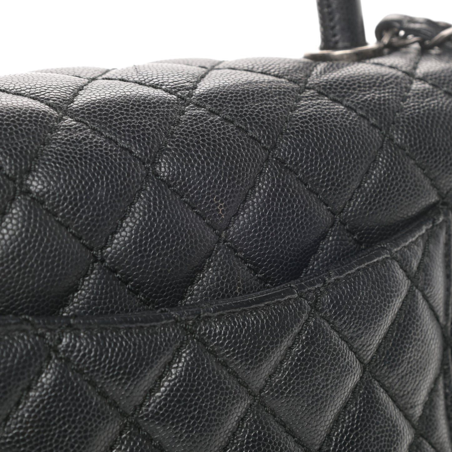 Caviar Quilted Small Coco Handle Flap Black