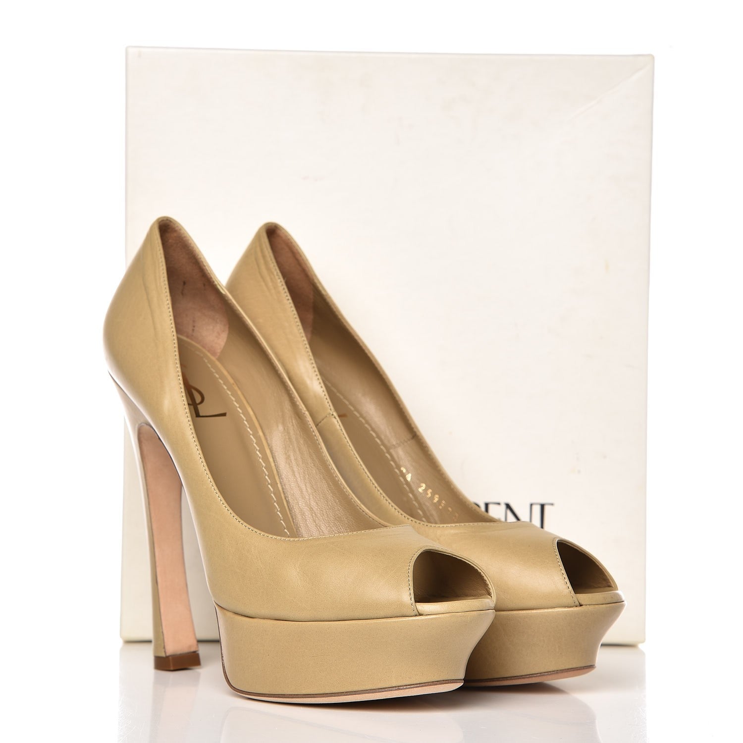 Saint Laurent Calfskin Palais 105 Pumps 40.5 Beige 10 of 10