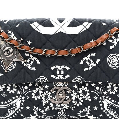 Chanel Cotton Quilted Paris Dallas Medium Bandana Flap Blue 8 of 11