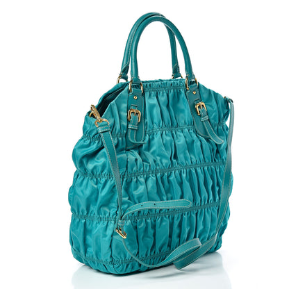 Prada Tessuto Nylon Gaufre Tote Turchese 2 of 12