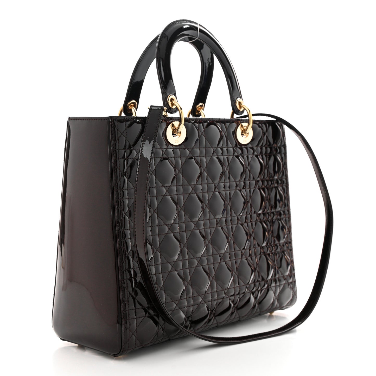 Patent Cannage Large Lady Dior Burgundy