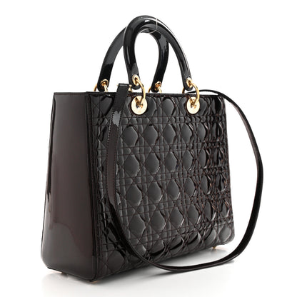 Christian Dior Patent Cannage Large Lady Dior Burgundy 3 of 12