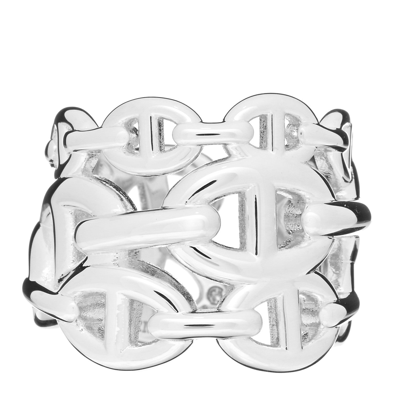 Hermes Sterling Silver GM Chaine d'Ancre Enchainee Band Ring 51 5.75 1 of 3