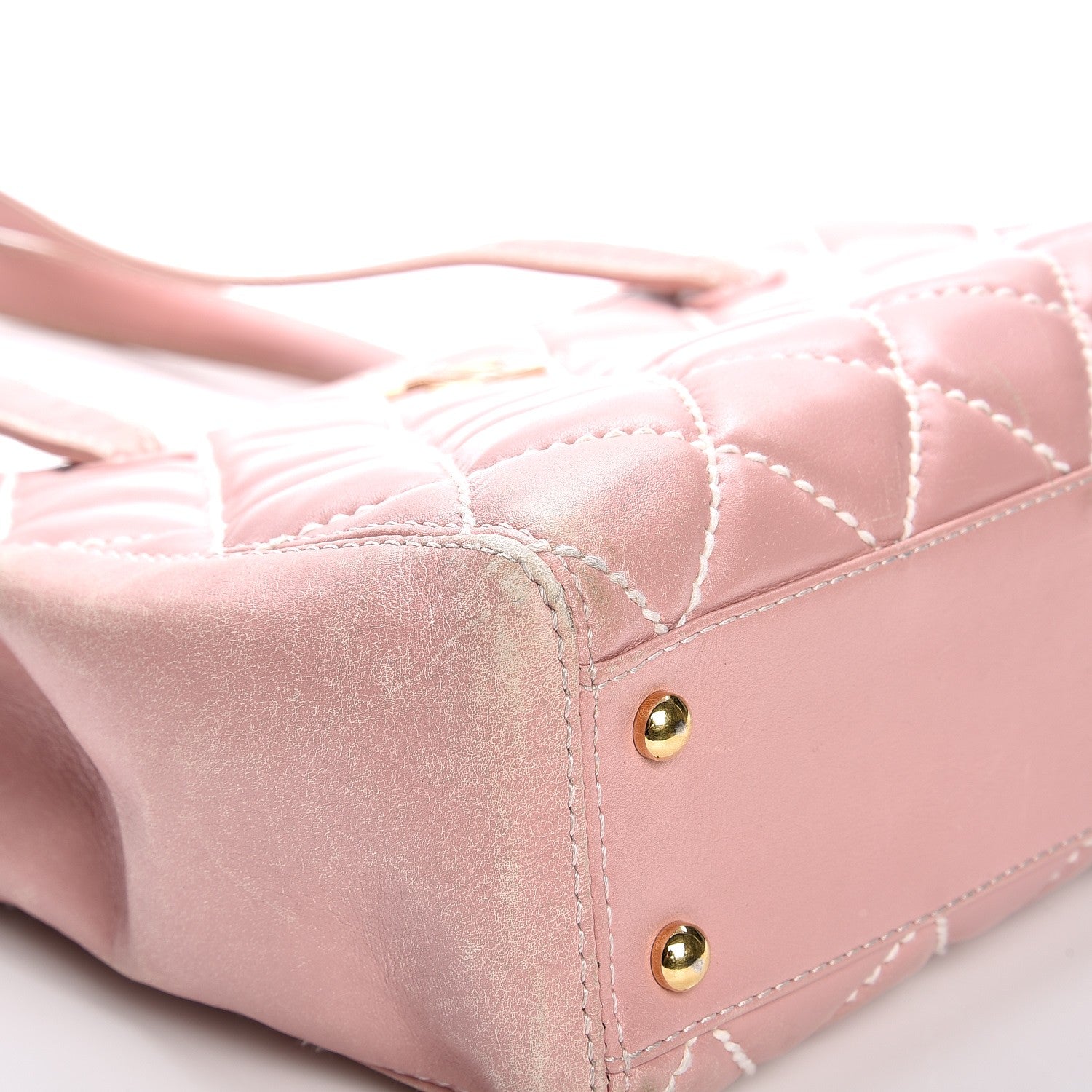 Chanel Calfskin Contrast Stitch Surpique Tote Pink 16 of 19