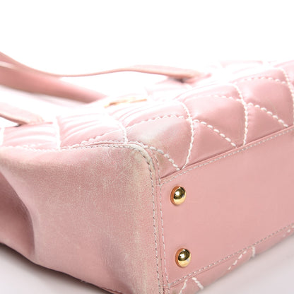 Chanel Calfskin Contrast Stitch Surpique Tote Pink 16 of 19