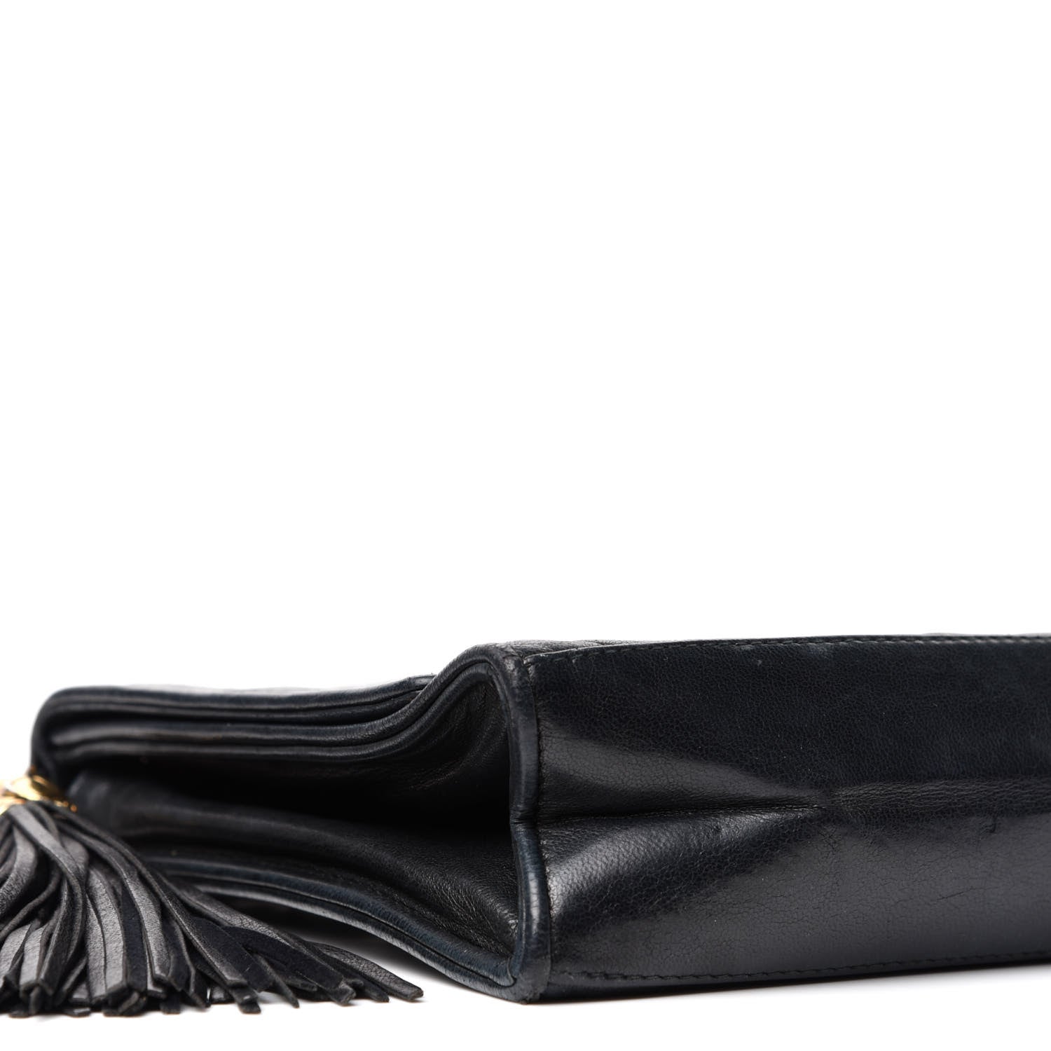 Chanel Lambskin Quilted CC Tassel Shoulder Flap Bag Black 9 of 11