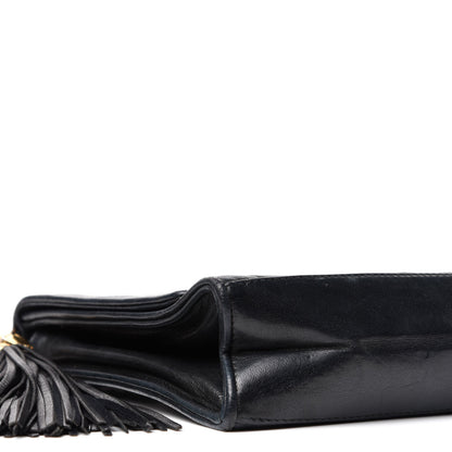 Chanel Lambskin Quilted CC Tassel Shoulder Flap Bag Black 9 of 11