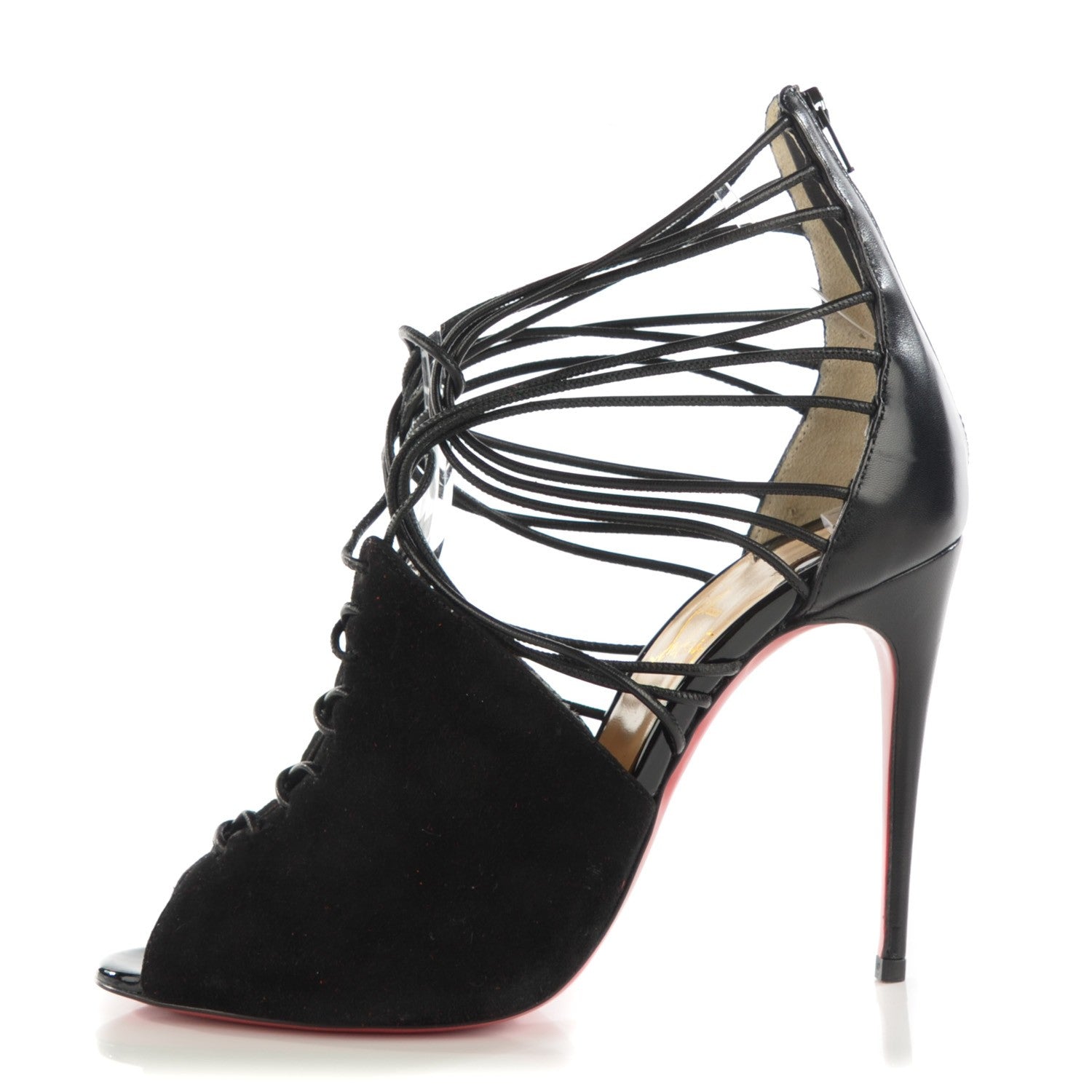 Christian Louboutin Suede Kid Confusina 100 Peep Toe Pumps 36.5 Black 1 of 8