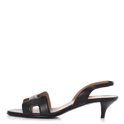 Hermes Calfskin Ottomane Slingback Sandals 39 Black 1 of 8