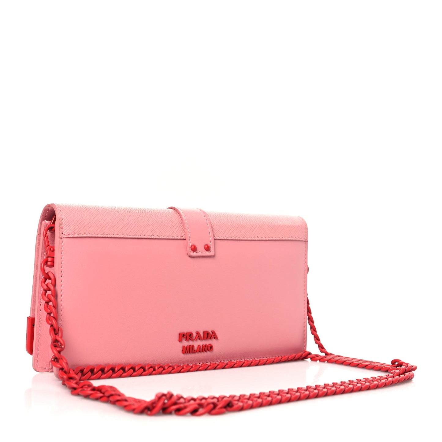Saffiano City Calf Heart & Flower Mini Cahier Crossbody Bag Pink Red
