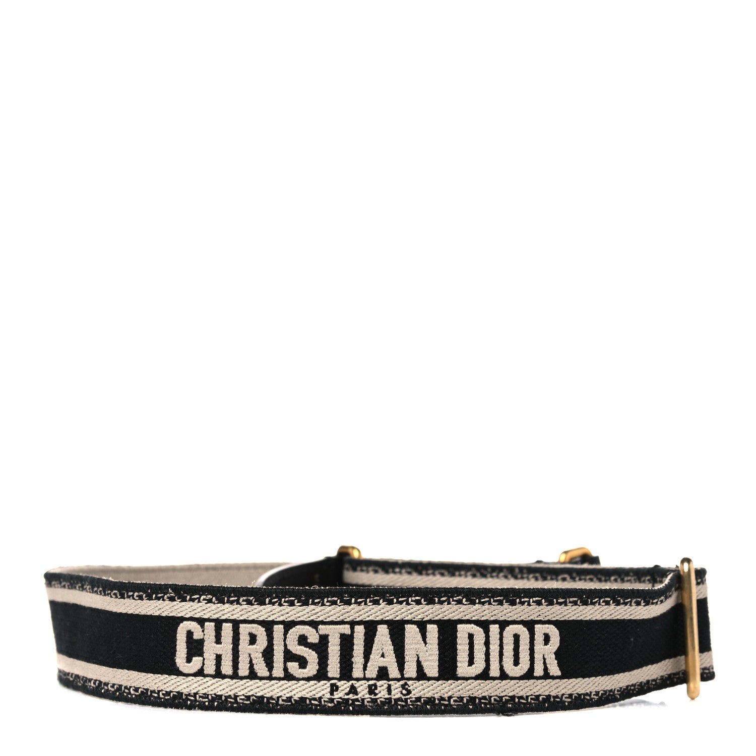 Christian Dior Canvas Embroidered Shoulder Strap Black 2 of 10