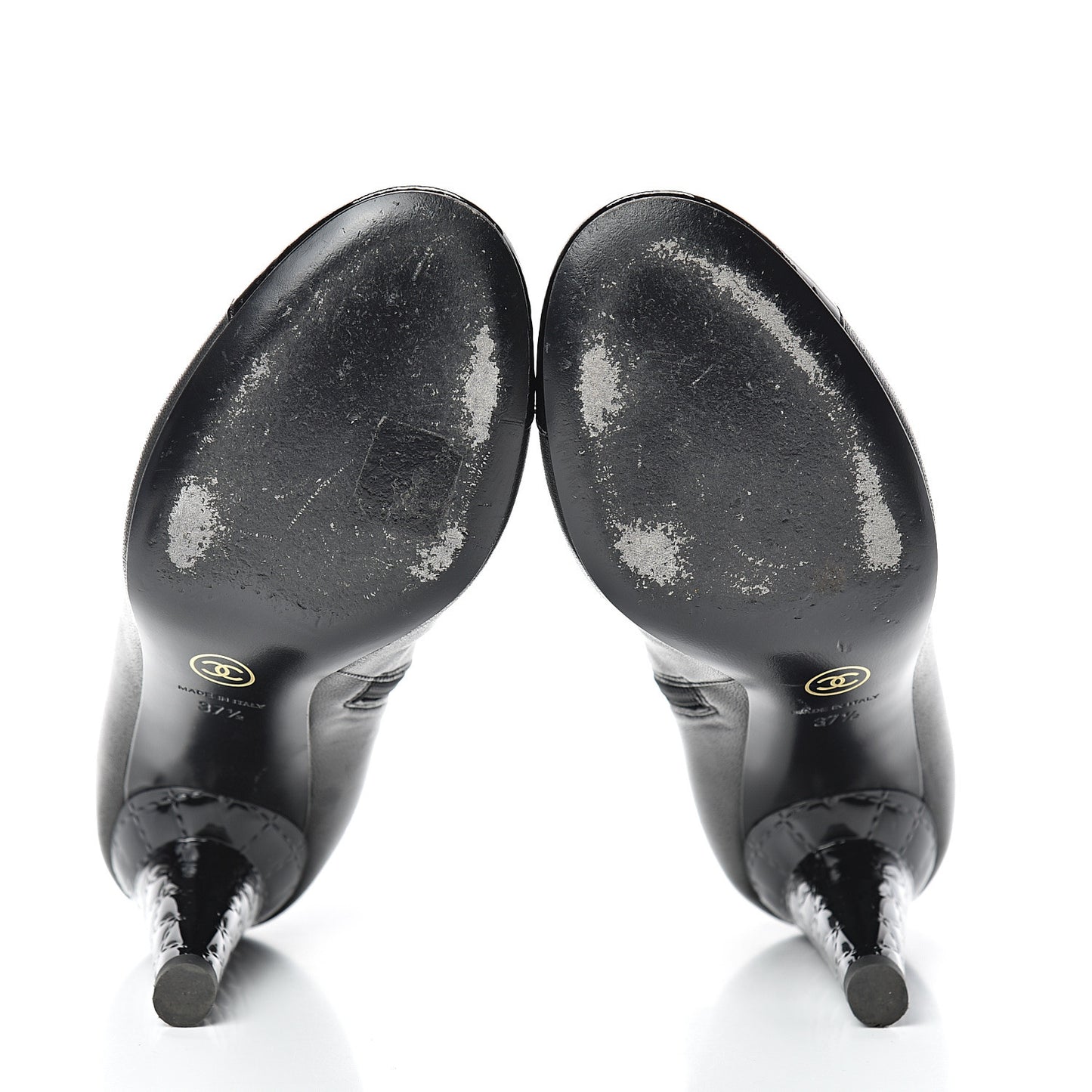 Lambskin Patent Cap Toe Ankle Boots 37.5 Black