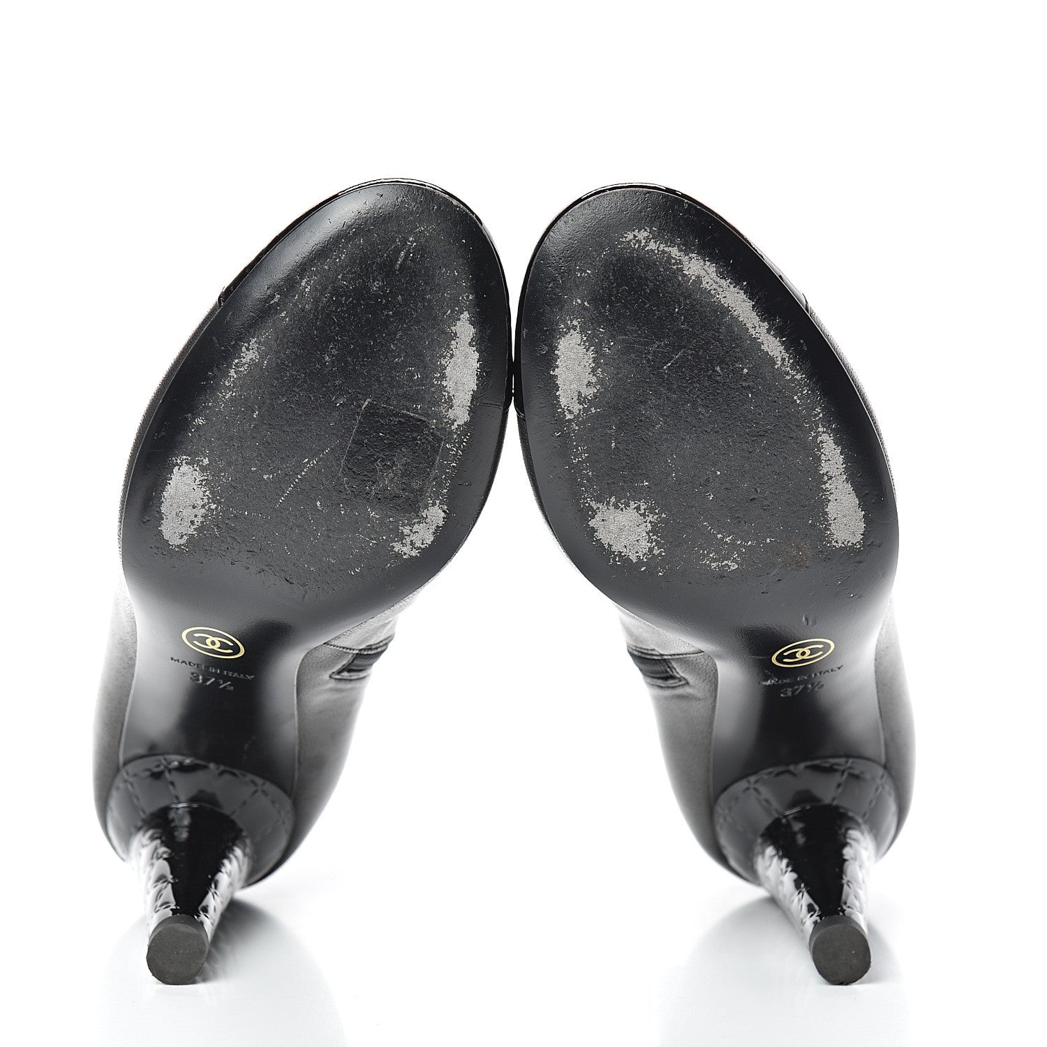Chanel Lambskin Patent Cap Toe Ankle Boots 37.5 Black 6 of 9