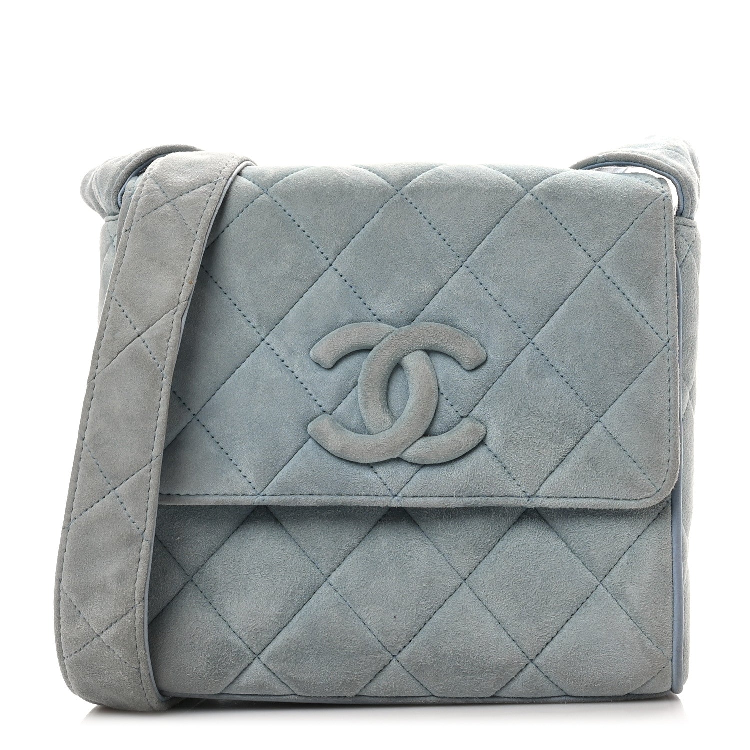 Chanel Suede Small Messenger Flap Light Blue 1 of 12
