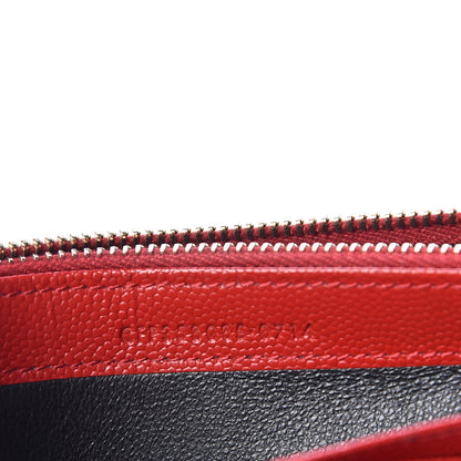 Saint Laurent Grain De Poudre Matelasse Chevron Monogram Flap Wallet Red 8 of 15