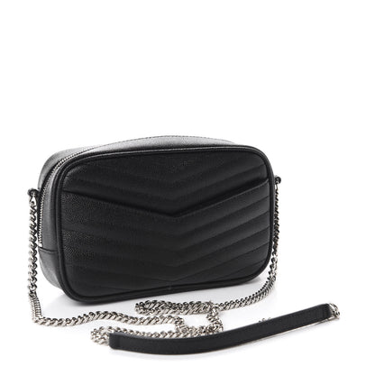 Saint Laurent Grain De Poudre Matelasse Monogram Mini Lou Camera Bag Black 3 of 10