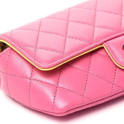Chanel Lambskin Quilted Glasses Case With Chain Pink Yellow 8 of 9