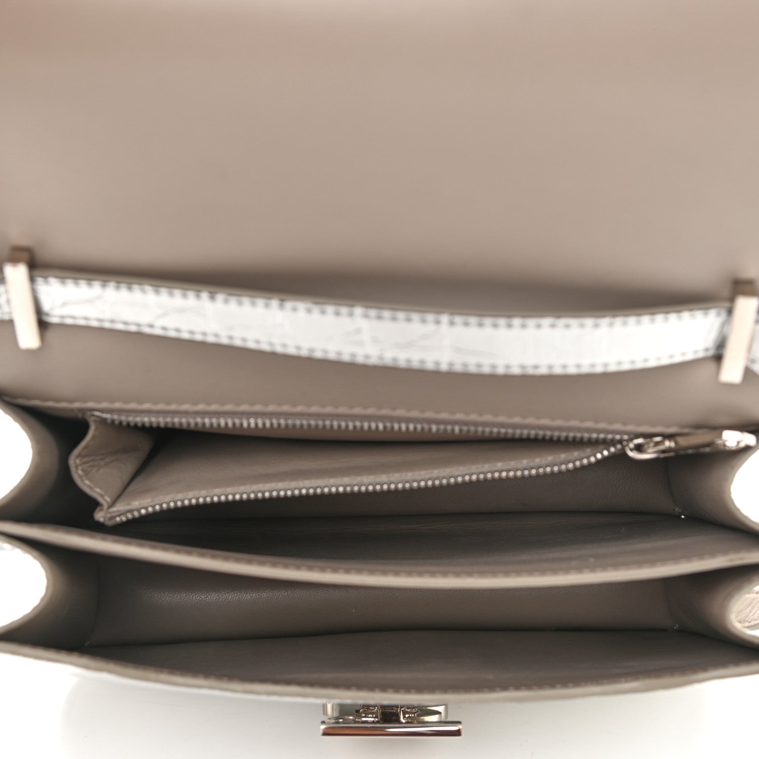 Burberry Metallic Patent Crocodile Embossed Small TB Shoulder Bag Silver 5 of 12