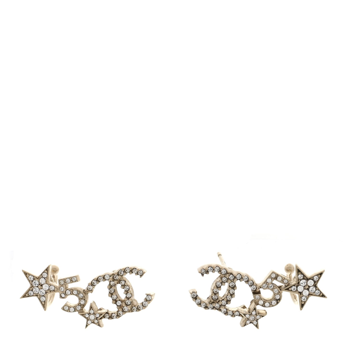 Crystal Star 5 CC Earrings Gold