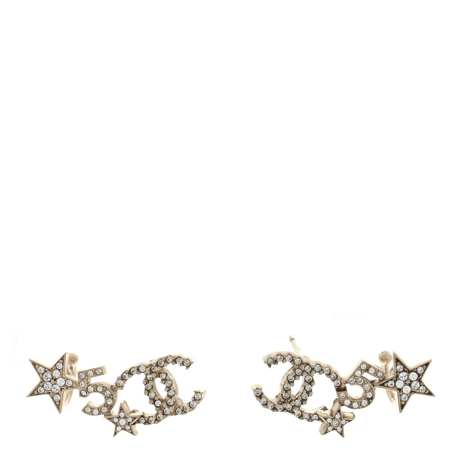Chanel Crystal Star 5 CC Earrings Gold 1 of 5
