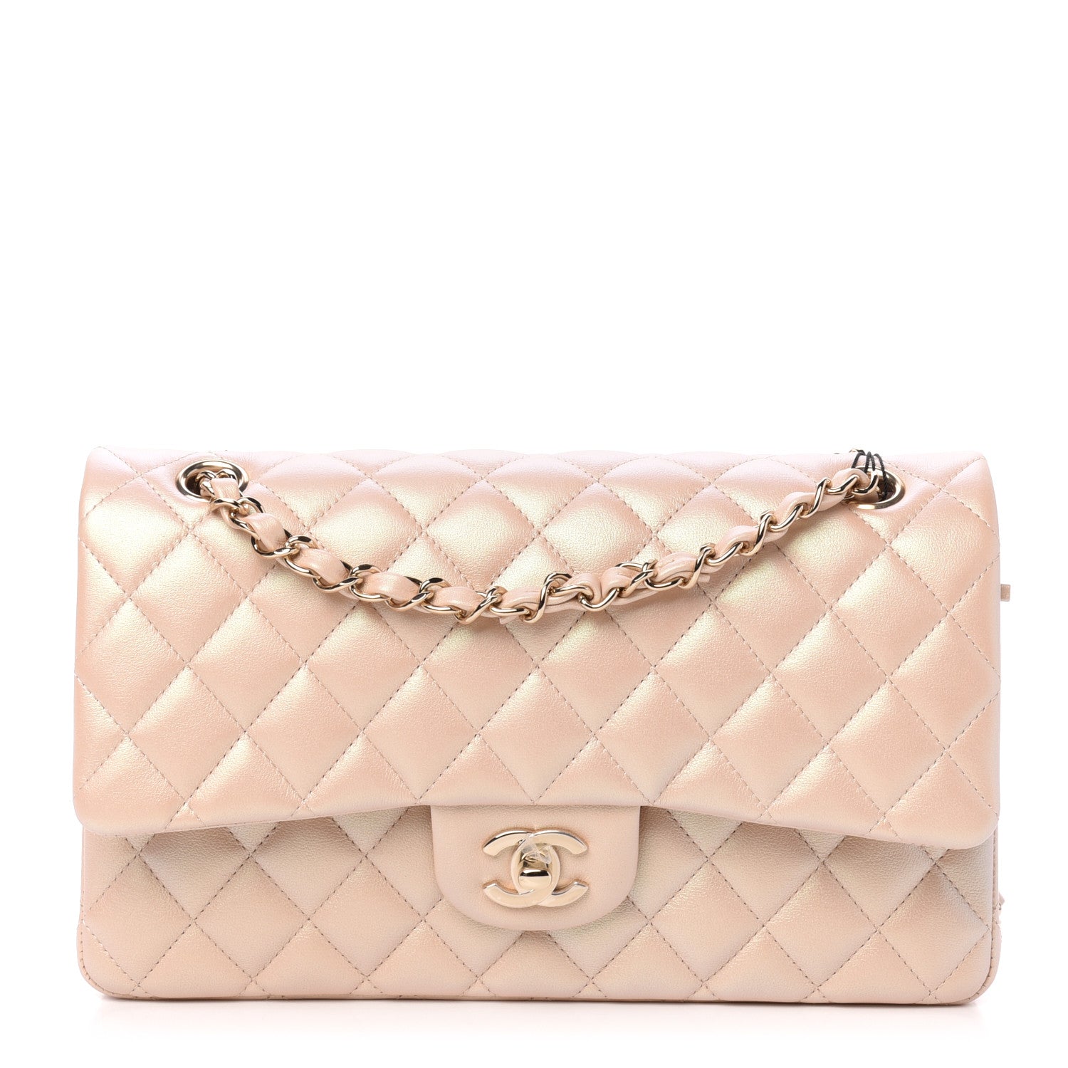 Chanel Iridescent Calfskin Quilted Medium Double Flap Beige 1 of 12