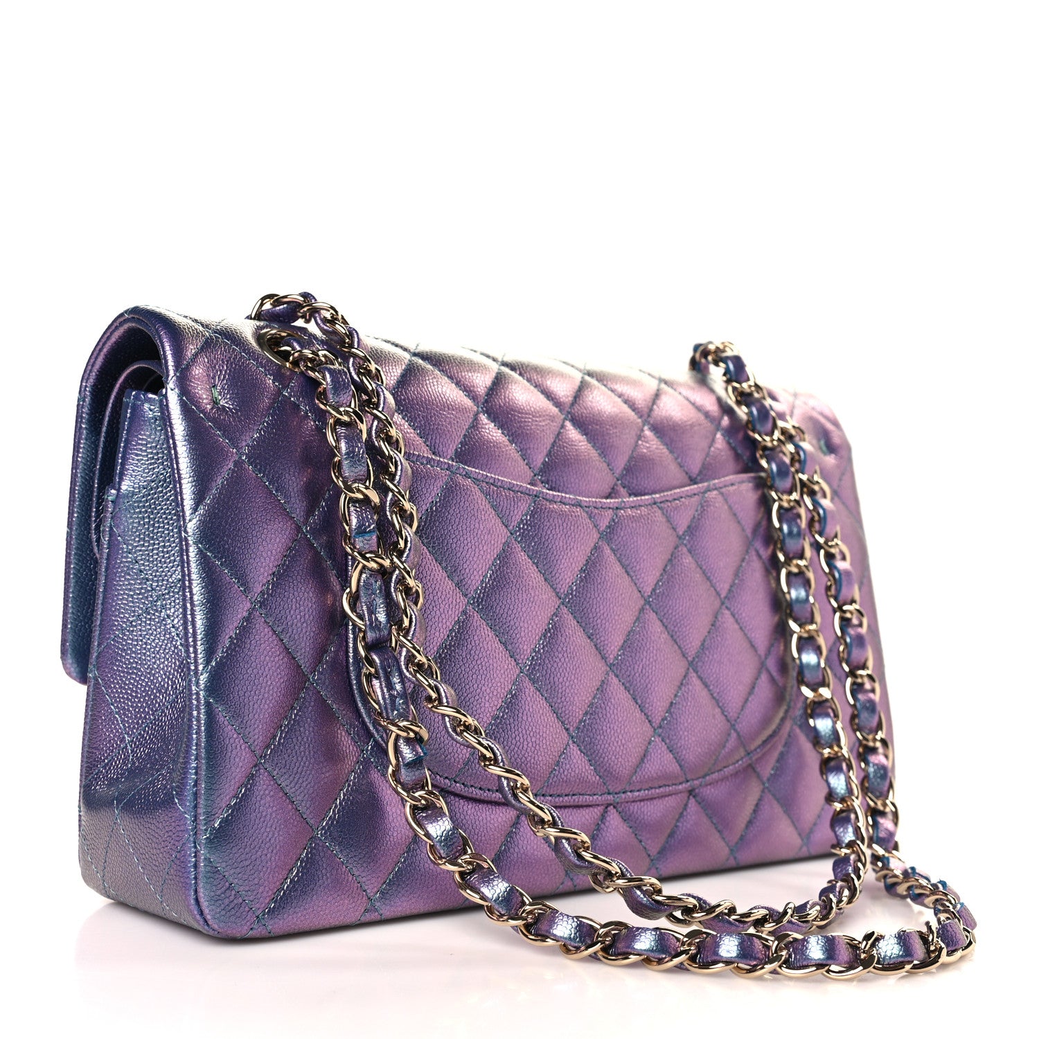 Chanel Iridescent Caviar Quilted Medium Double Flap Purple 1453952